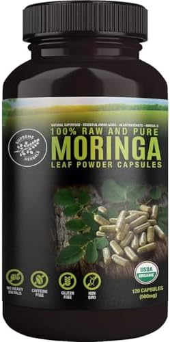 100% Raw and Pure Moringa Leaf Powder Capsules